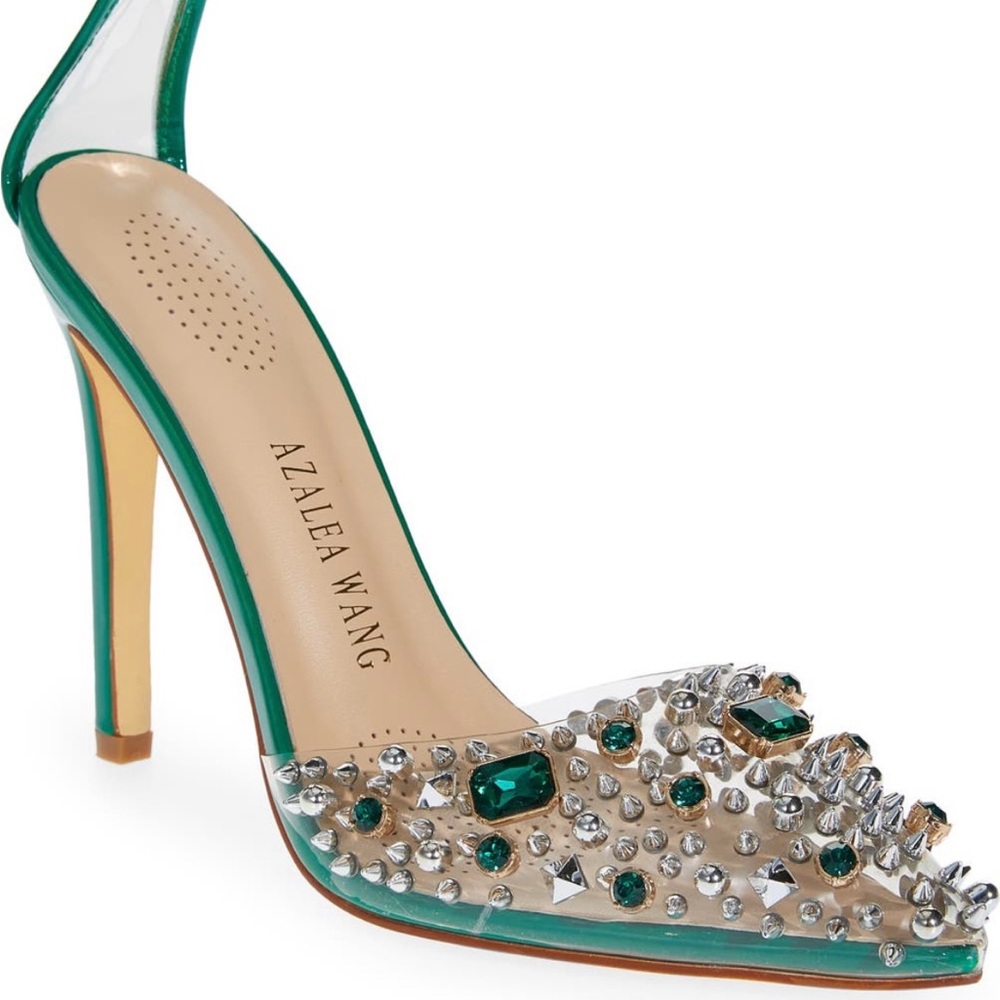 Azalea Wang Popstar Emerald Diamante heels Size 7.5